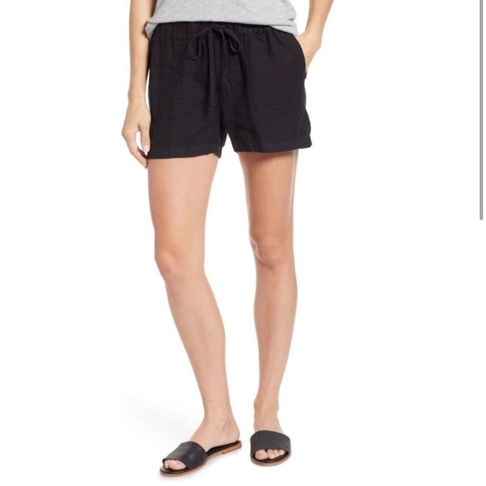 Caslon Linen Drawstring Shorts, 100% Linen, Lined, Summer, Medium, Black, NWT